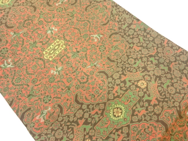 JAPANESE NAGOYA OBI / WOVEN FLOWER ARABESQUE